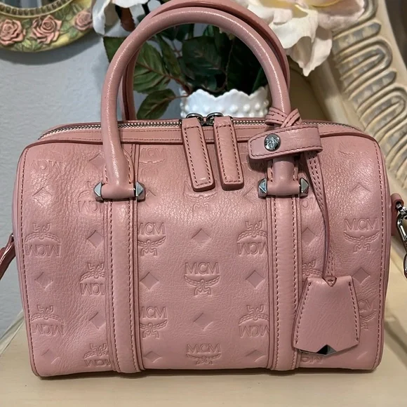 HOT Mcm Pink Boston Bag MCM Bags Authentic Boston Bag In